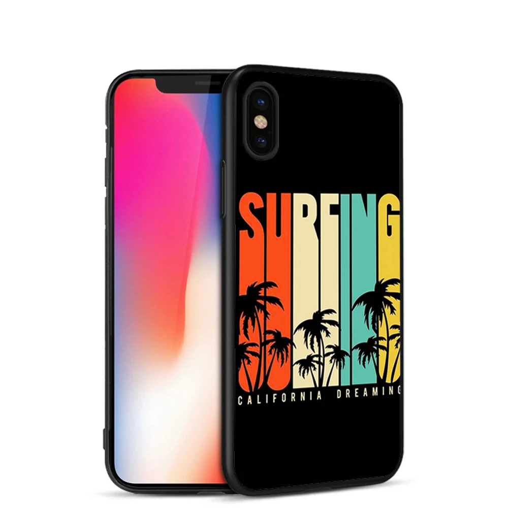 Phone Cover For iphone 7 7plus 8 8plus X Surfing California Case 5S XR XS Max SE 6 s 6S Plus TPU Cases | Мобильные телефоны и