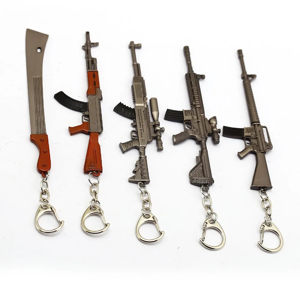 10 стилей Playerunknown's Battlegrounds брелок AKM M16A4 детское игрушечное ружье PUBG брелок 12 см металлический автомобильный брелок ювелирные изделия