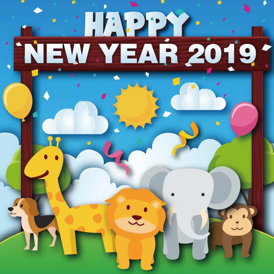 Laeacco New Year Safari Zoo Jungle Party Baby Children Photography Backgrounds Custom Photographic Backdrops For Photo Studio |