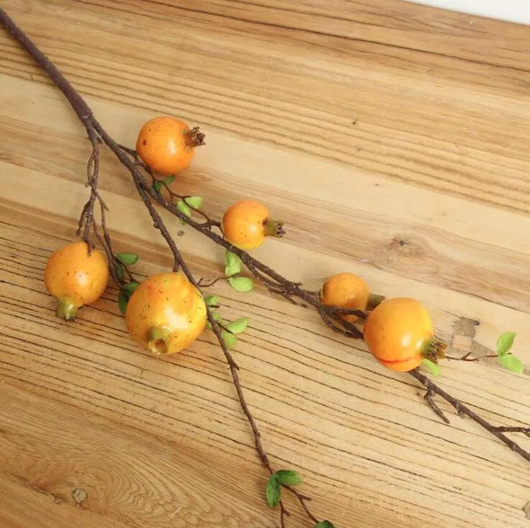 light orange Длинные 96 см 6 фруктовых головок пены маленькие гранатовые ягоды, Фрукты DIY Искусственные цветы для дома Свадебные украшения Искусственный цветок растение - Цвет: light orange