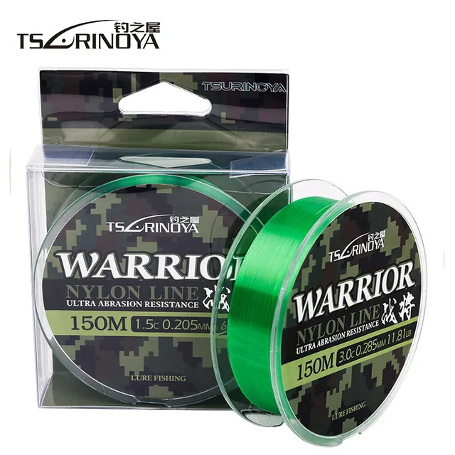 Зеленый TSURINOYA WARRIOR 150 м нейлоновая линия приманки специальная рыбий линия плавная линия - Цвет: Зеленый