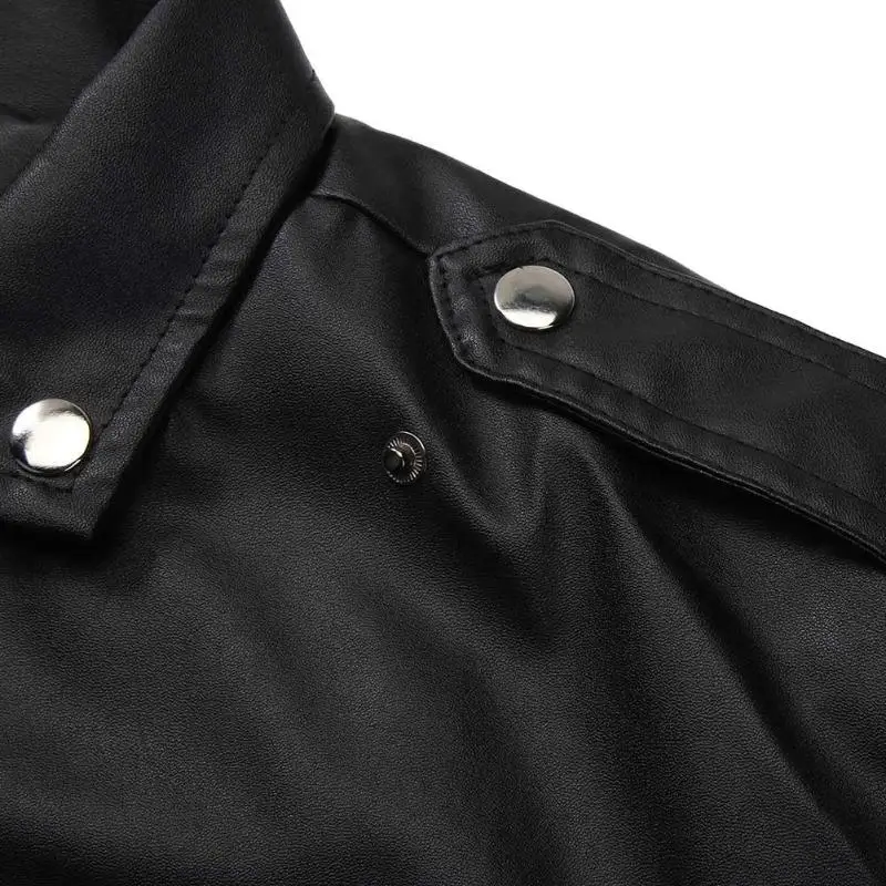 Осенне зимняя мужская куртка из искусственной кожи крутой костюм с воротником