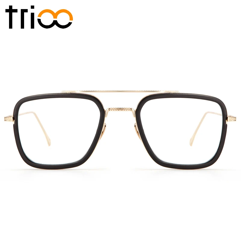 

TRIOO Black Spectacle Frame Square Trend Myopia Glasses Transparent Clear Lens Glasses men Computer Metal Cool Eyewear Oculos
