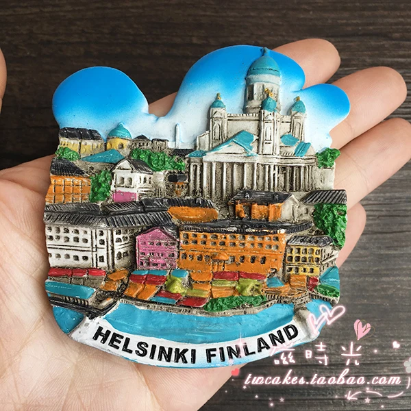 Новая мода ручная роспись Helsinki Finland 3D магниты на холодильник туристические сувениры холодильник магнитные наклейки украшение дома