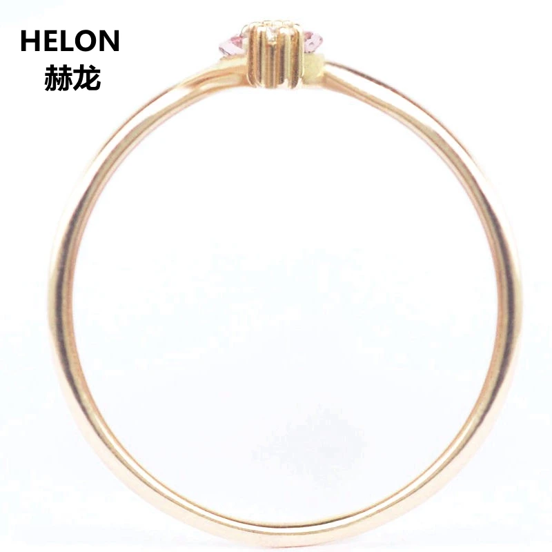 Женское Обручальное кольцо из твердого желтого золота 14 к натуральное морганит