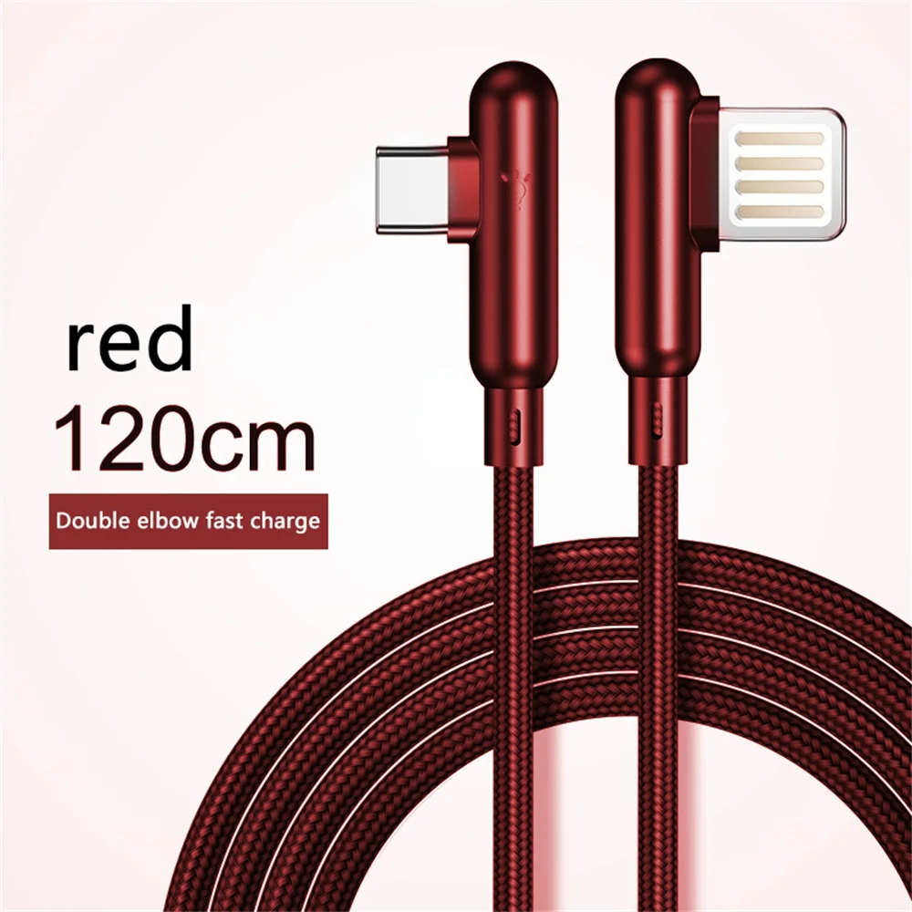 Red Для samsung прямоугольный micro USB кабель дата кабель 90 градусов Плетеный Тип C до 3A кабель для быстрой зарядки 4 фута с индикатором светильник - Цвет: Red