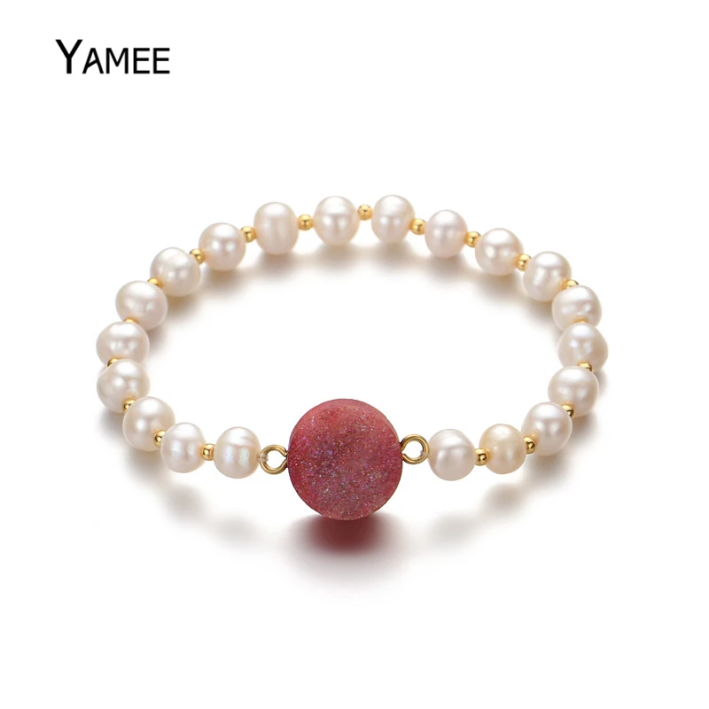 Уникальные круглые браслеты из натурального пресноводного белого жемчуга