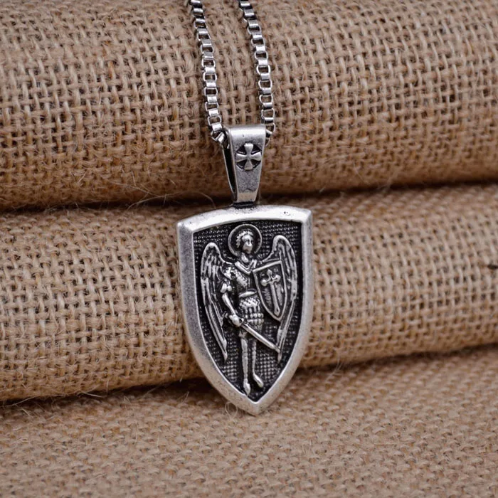 Мужское ожерелье, Archangel St. Майкл, защитите меня, Сейнт щит, защита, шарм, русский орходокс, Кулон, Ожерелье