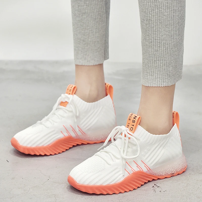 2019 Spring Breathable Soft Sneakers Fashion Casual Shoes Walking Flat Woman White MS-100 | Обувь