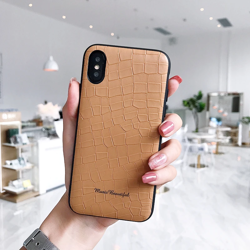 Роскошный кожаный чехол с каменной текстурой для iphone 6 7 8 plus X галькой стиль ТПУ ПК