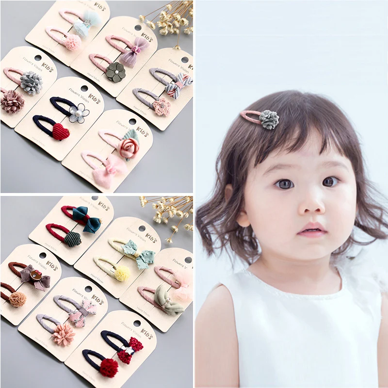 2 шт./компл. Детские аксессуары для волос милый бант цветок безопасные заколки