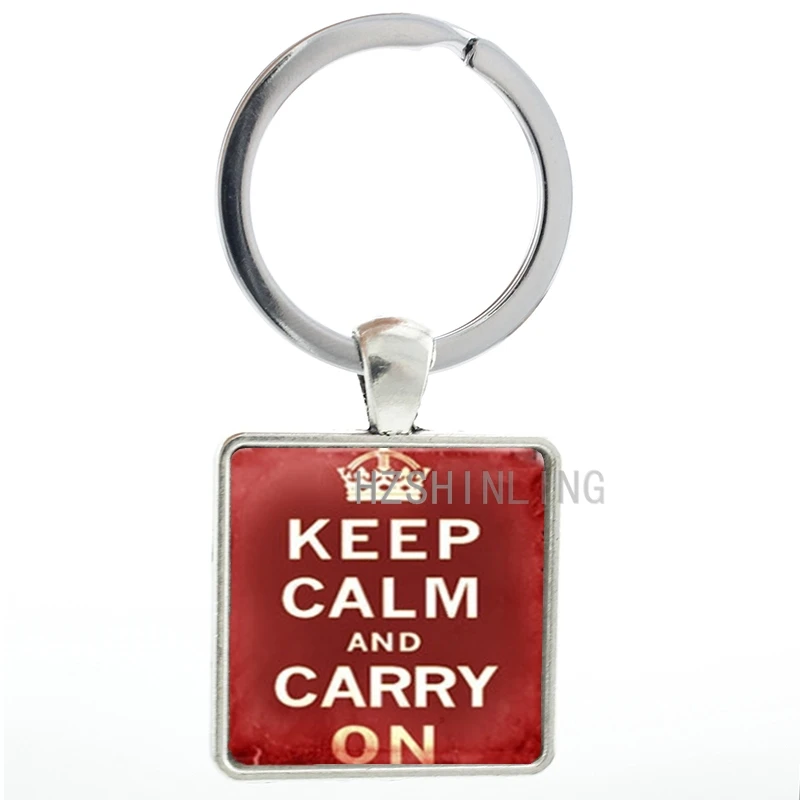 Мода 2016 Новый мужской женский брелок Keep Calm и Carry On keyring трендовый темно красный