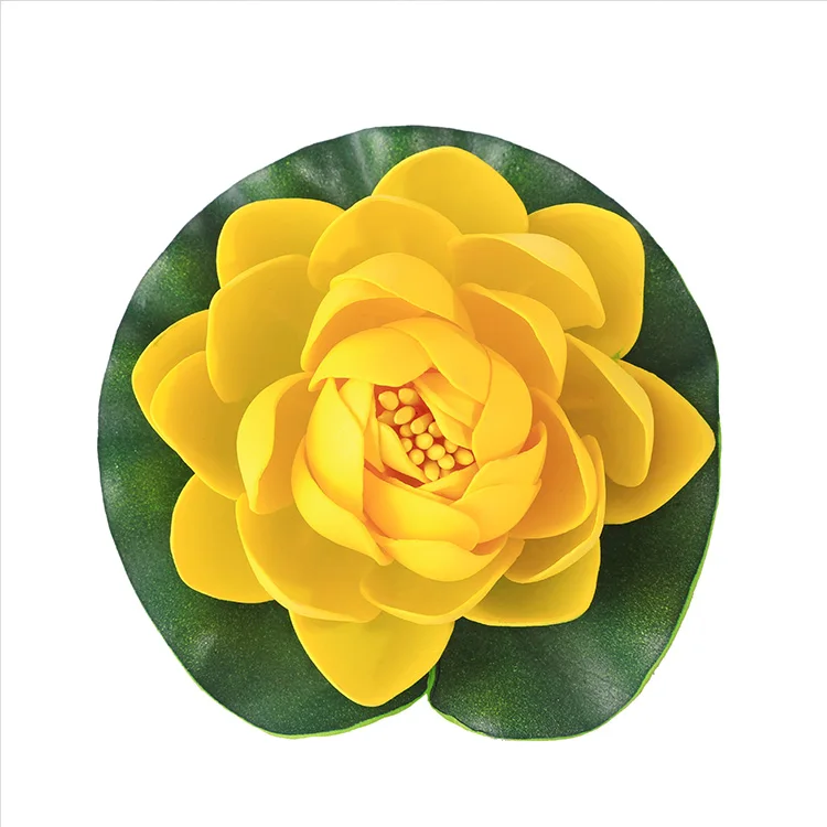yellow 11cm CHENCHENG 1 шт. искусственный Лотос водяная Лилия плавающий цветок Пруд Танк растение орнамент домашний сад украшение пруда - Цвет: yellow 11cm