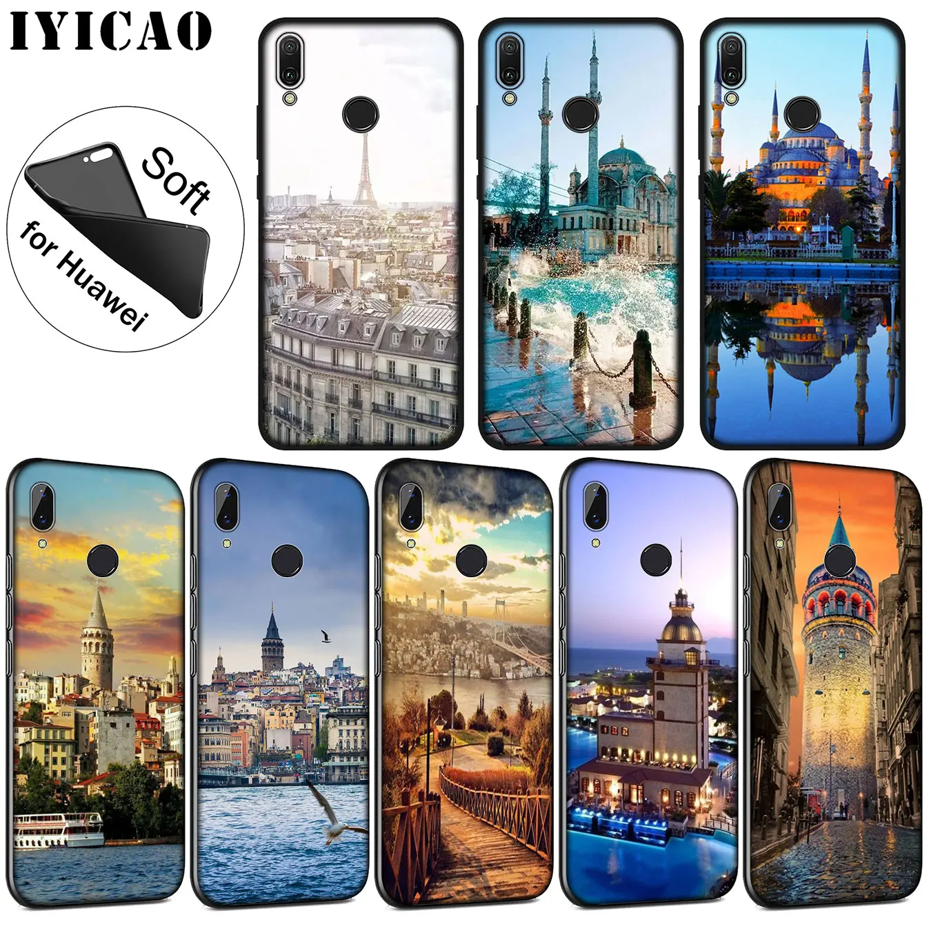IYICAO Turkey Istanbul Sceneary Building Painted Soft Case for Huawei P30 P20 Pro P10 P9 P8 Lite Mini 2017 2016 P smart Z 2019 |