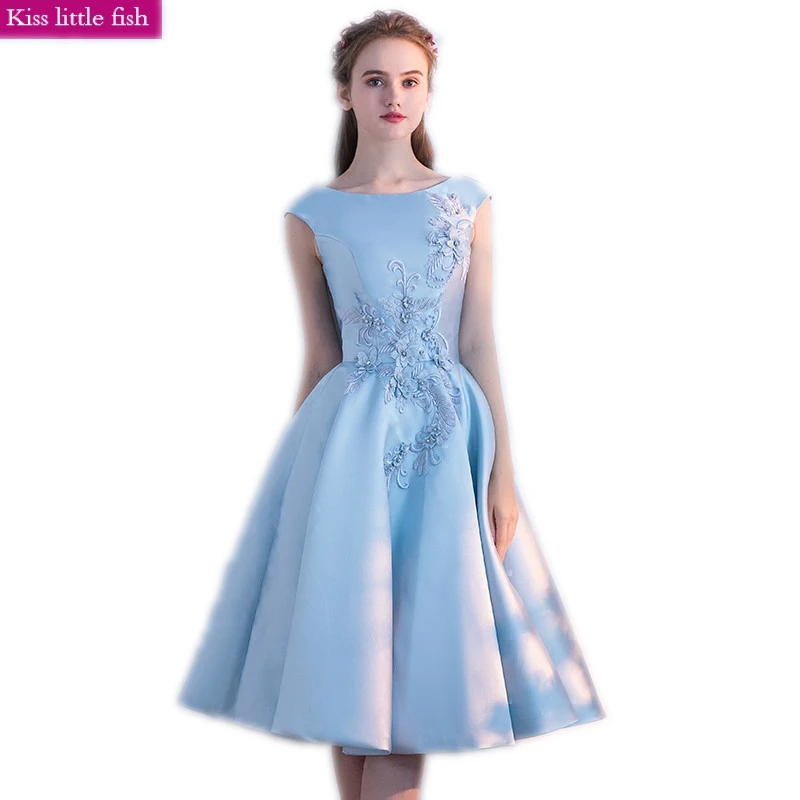 Женское платье для выпускного голубое особых случаев 2019