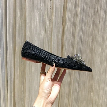 Black-Flat Chueyz/пикантные женские туфли-лодочки на высоком тонком каблуке; свадебные туфли; туфли-лодочки с острым носком; модная женская Красивая цветная обувь; размеры 34-42 - Цвет: Black-Flat