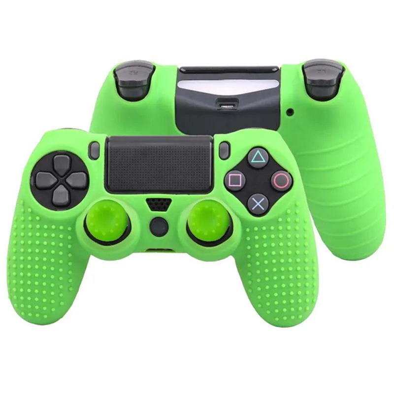 H Цветной Противоскользящий силиконовый резиновый чехол для PS4 Dualshock 4 Pro тонкий контроллер с бесплатным силиконовый захват большого пальца - Цвет: H