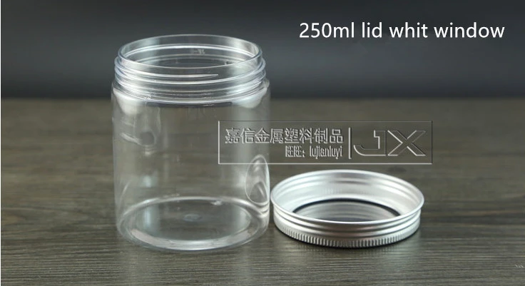 250ml lid window 50 мл 100 мл 250 мл Пустые Ясно Пластик упаковка бутылки банку серебряной крышкой с окном косметические контейнеры 30 шт - Цвет: 250ml lid window
