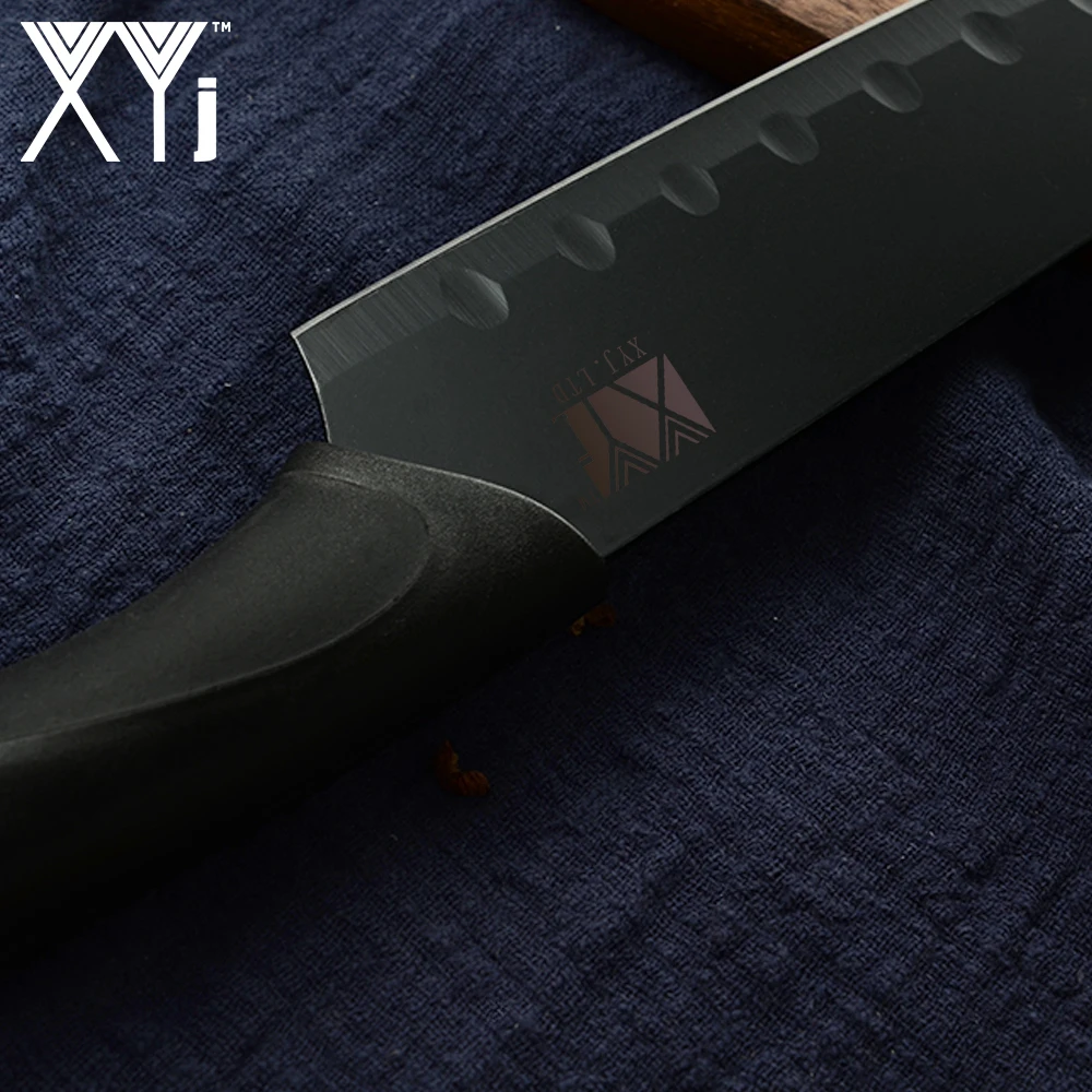 Кухонные ножи xyj Нержавеющая сталь шеф-повара Ножи с ручка ПП черное лезвие с Ножи Чехлы Новое поступление Пособия по кулинарии столовые приборы аксессуар