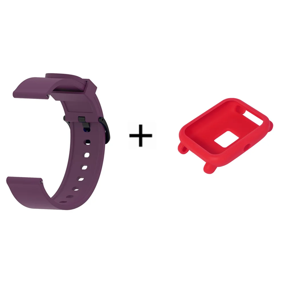 2в1 силиконовый спортивный ремешок для Xiaomi Huami Amazfit Bip Молодежные умные часы 20 мм сменный Браслет+ полный Чехол