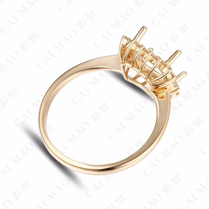 CaiMao Princess cut Semi Mount кольцо настройки и 0.46ct АЛМАЗ 14k желтое золото драгоценный камень обручальное кольцо ювелирные украшения