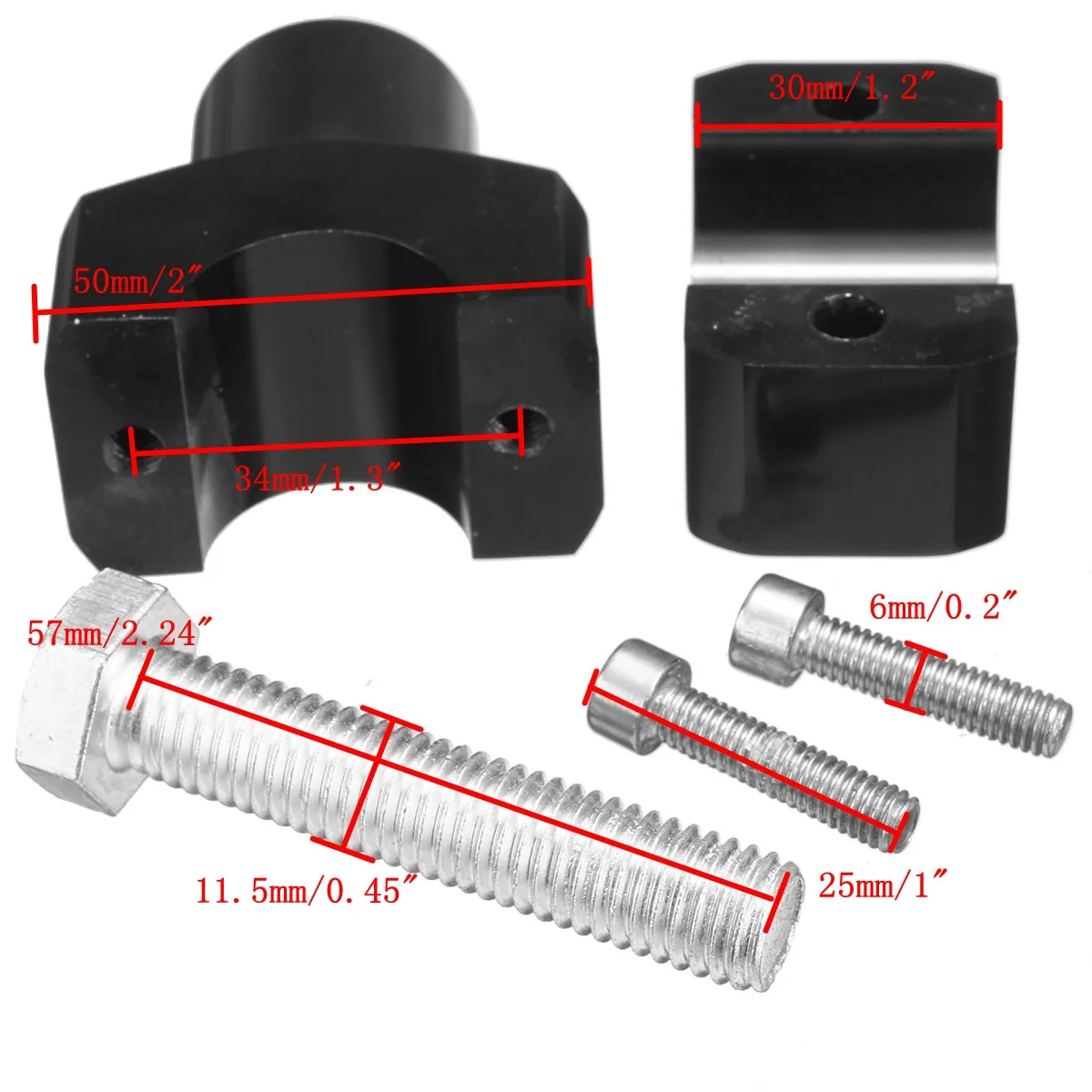 2pcs Black Aluminum Universal Motorcycle 25mm 1" Handlebar Risers Clamp For Harley for Suzuki for Yamaha