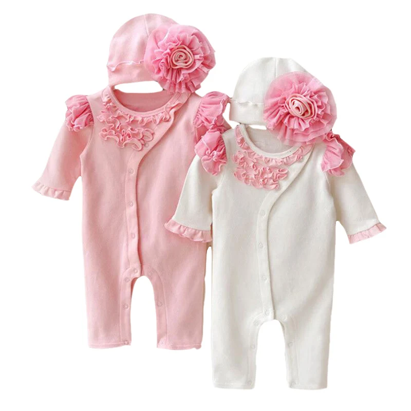 

Комбинезон с шапочкой 0-2 лет, для девочек, хлопок хлопковый для новорожденных, белый