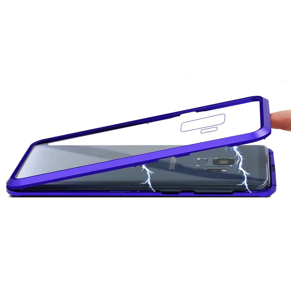 Магнитный чехол из закаленного стекла для samsung Galaxy S8, чехол S8 Plus, модный металлический чехол с магнитной адсорбцией для samsung S9 S9 Plus