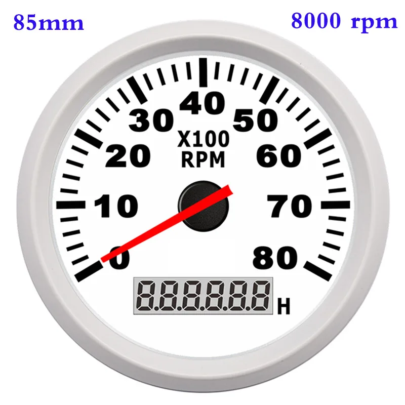 8000 rpm 8K лодка Тахометр морской тахометр Калибр ЖК-часы 12 В/24 В 8000 об/мин 85 мм Лодка Тахометр - Цвет: 8000 rpm