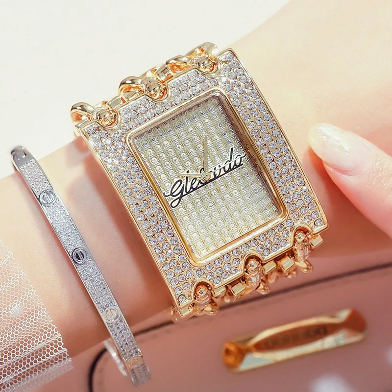 Часы наручные стразы женские кварцевые с браслетом из нержавеющей стали |