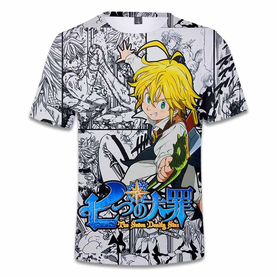 Аниме Nanatsu No Taizai футболка the Seven Deadly Sins 3d Принт футболки для мужчин и женщин детская одежда