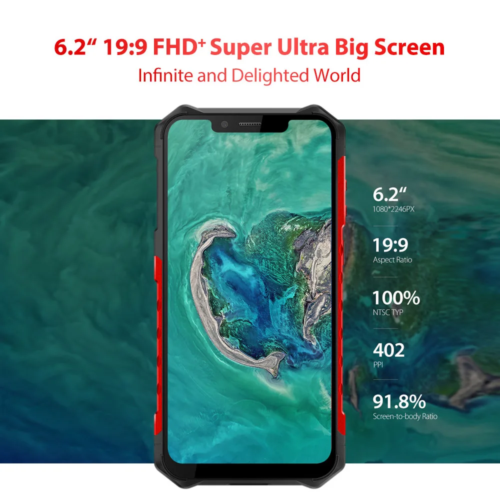 Ulefone Armor 6E IP68 водонепроницаемый прочный телефон 6,2 дюймов 4 GB+ 64 GB 16MP Android 9,0 Octa Core с беспроводной зарядки NFC смартфон