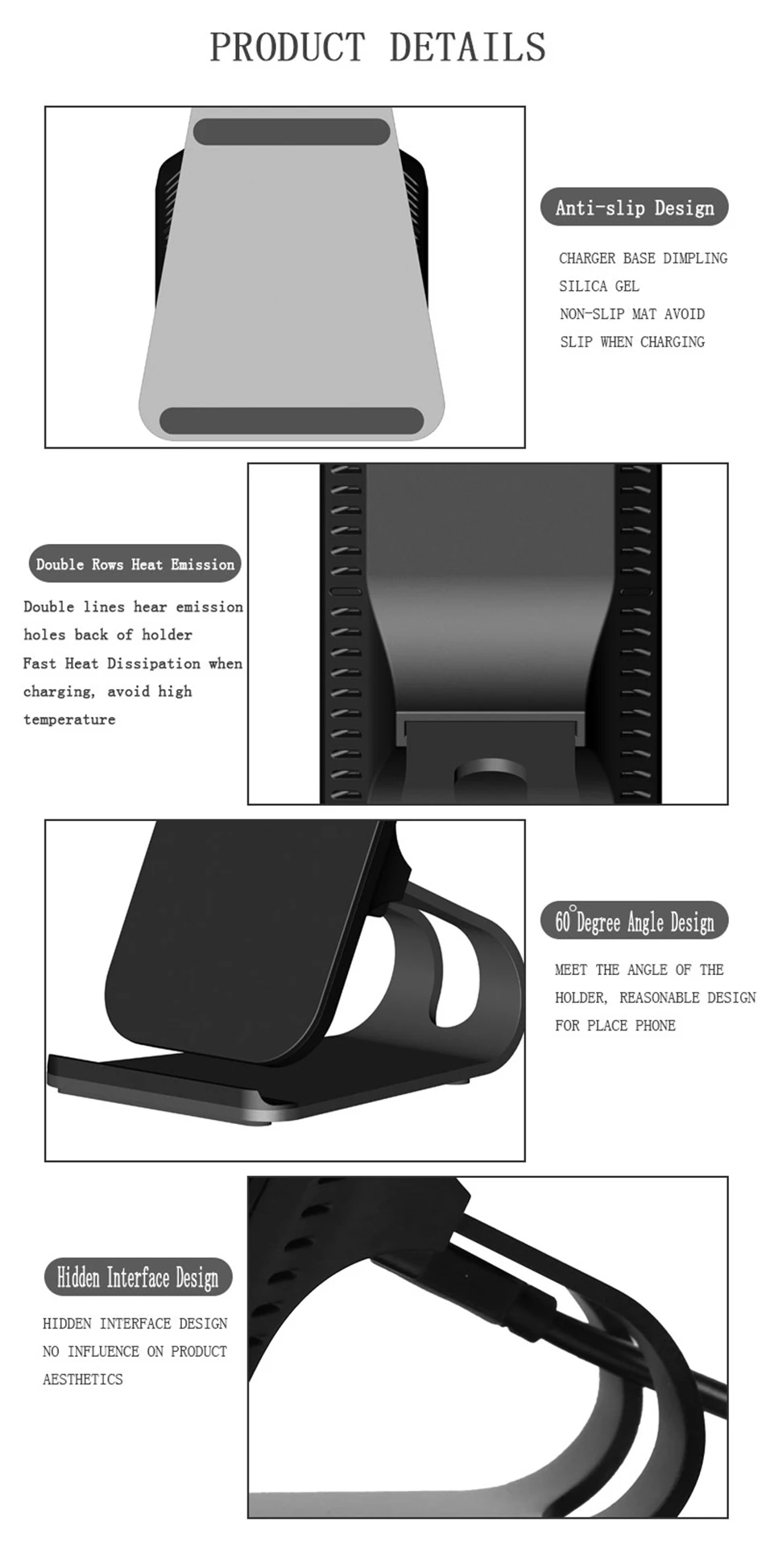 10 Вт Беспроводное зарядное устройство Быстрая Зарядка Qi сертифицированная настольная подставка Беспроводное зарядное устройство с одним метром освещение USB кабель