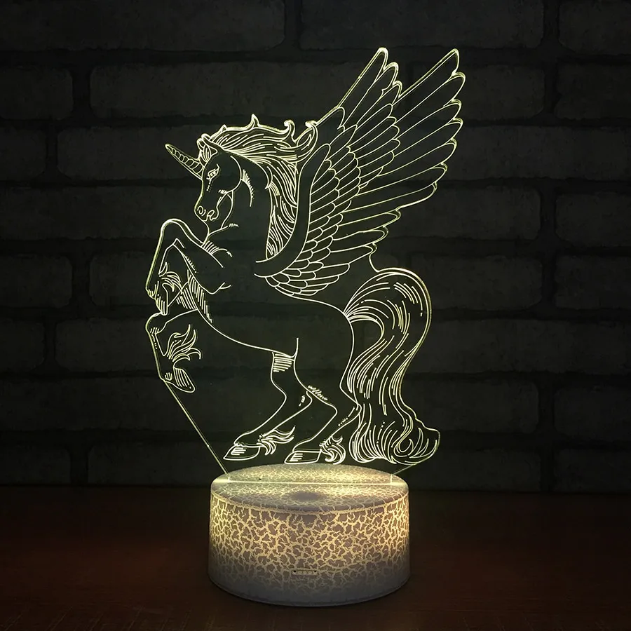 Новое поступление 2018 3D ночсветильник Pegasus светодиодный фонарь Luminaria в виде