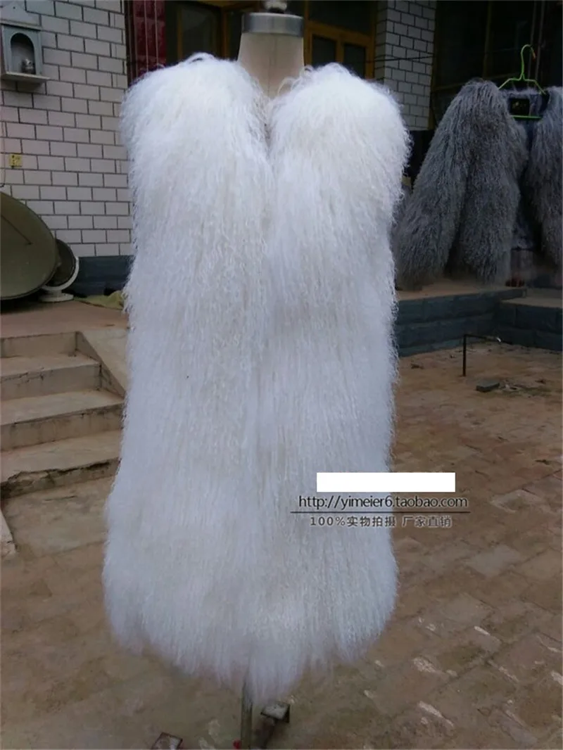 Зимний новый женский длинный участок из пляжной шерсти кожаный жилет с круглым