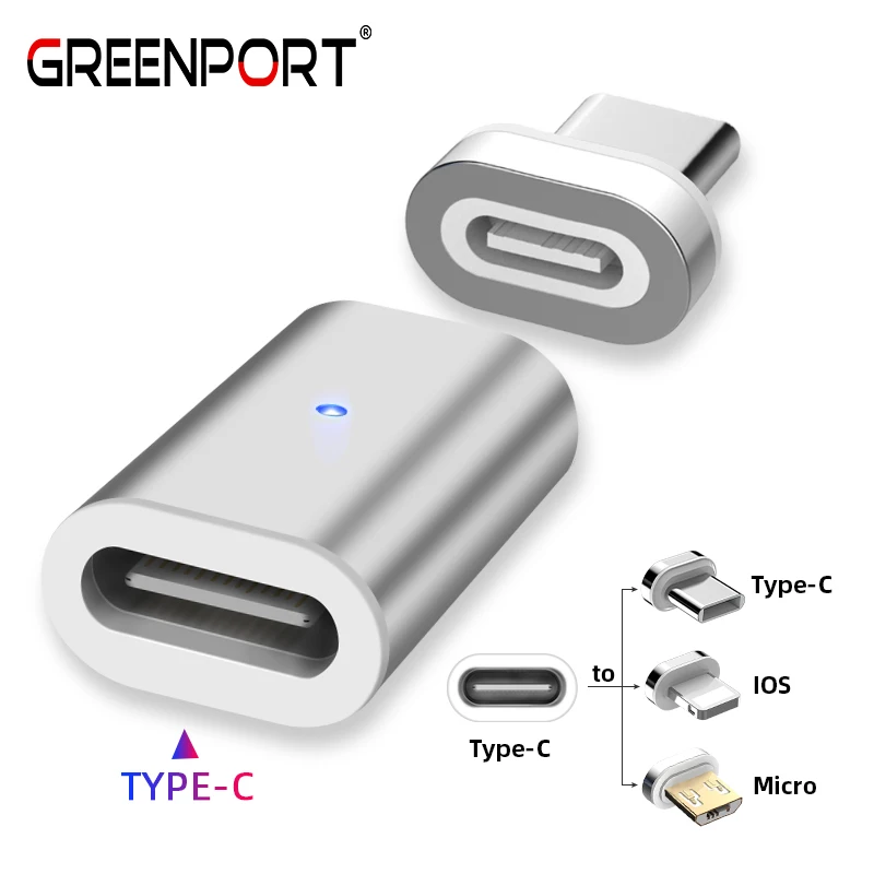 Адаптер GREENPORT Type C с магнитным зарядным устройством usb разъем для Samsung iPhone Xiaomi