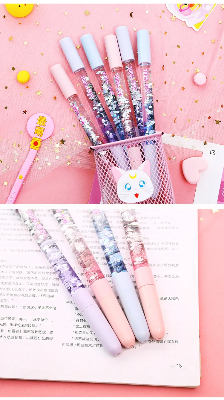 1 шт. Kawaii симпатичный с кристаллами градиентная ручка простая гелевая ручка со светом девушка студент, школа, офис, товары для обучения Канцтовары sl1385