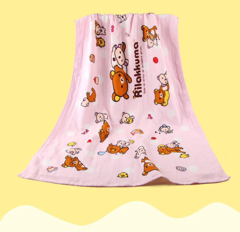 Дисней Rilakkuma десертное хлопковое Марлевое банное полотенце милое мягкое быстросохнущее банное полотенце для взрослых и детей пляжное полотенце детское одеяло