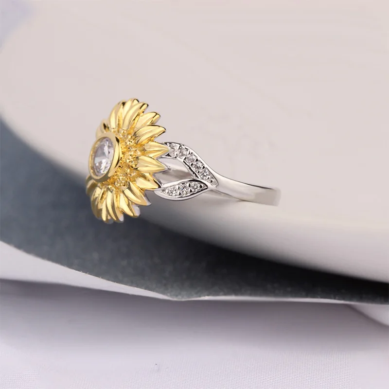 Свадебное кольцо с кристаллом подсолнуха 9 цветов горячая Распродажа 1