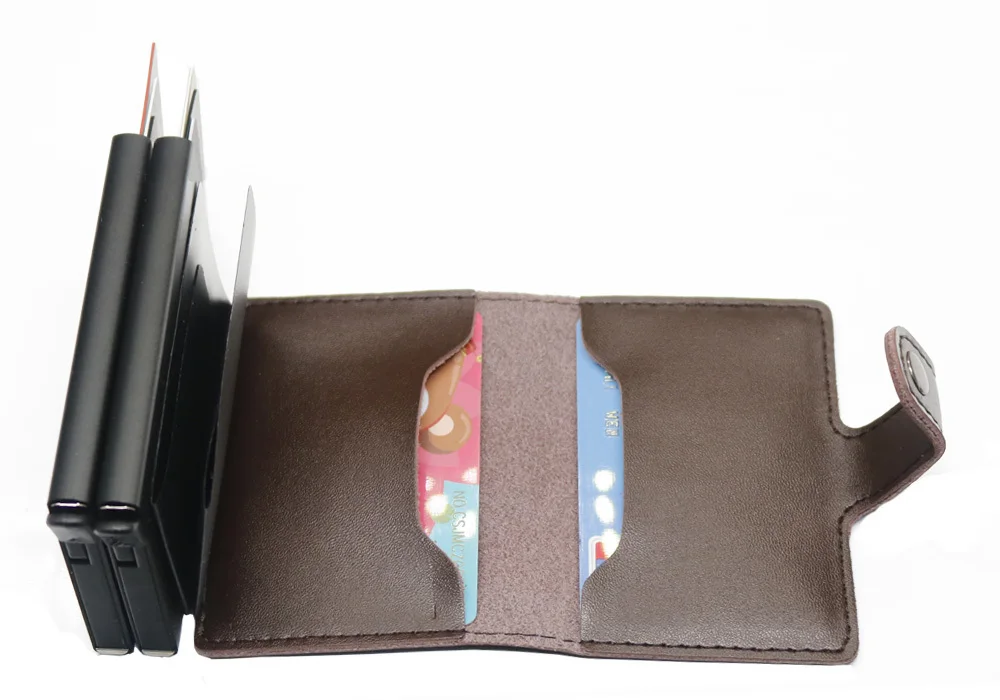 VM FASHION KISS RFID Кошелек держатель для карт из натуральной кожи мини безопасные алюминивые коробки антимагнитные кредитные карты минималистичный кошелек