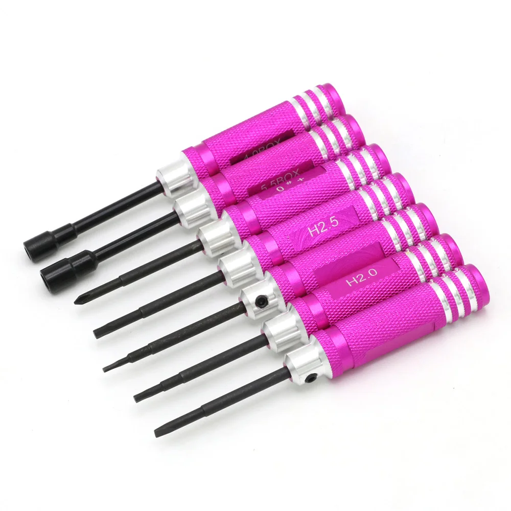 Kit de herramientas hexagonales para helic&oacute;ptero teledirigido, juego de destornilladores para coche teledirigido BK, rojo, azul y negro, para juguetes teledirigidos, 7 unidades-2
