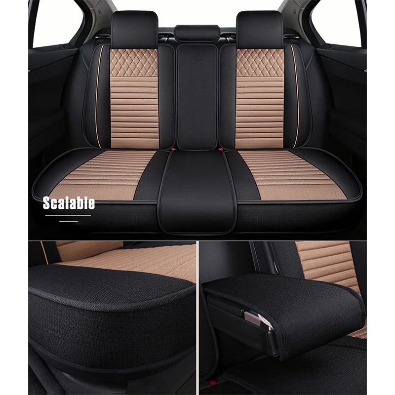 Новый (Передний + задний) льняной универсальный чехол для автомобильных сидений