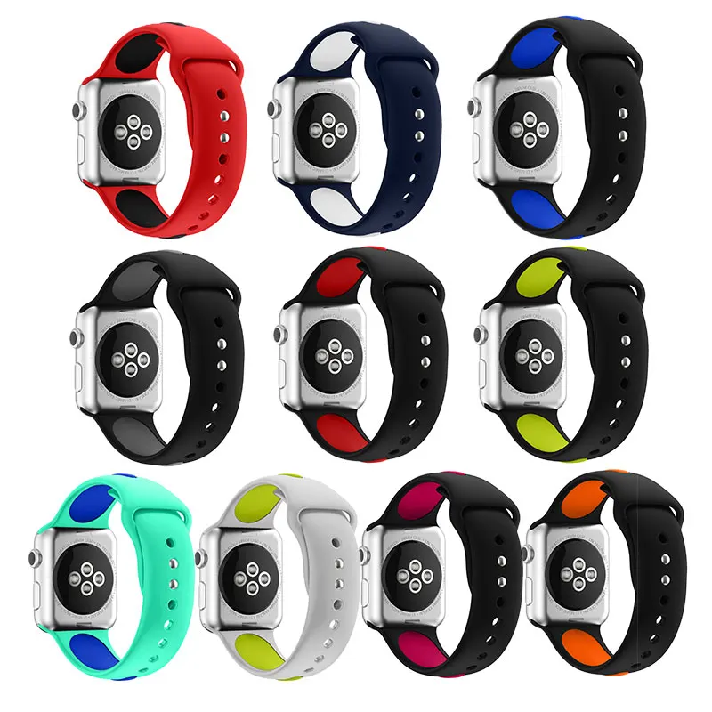 Силиконовый ремешок в полоску для Apple Watch Sport Correa Loop Band Замена iwatch IOS Smartwatch серия