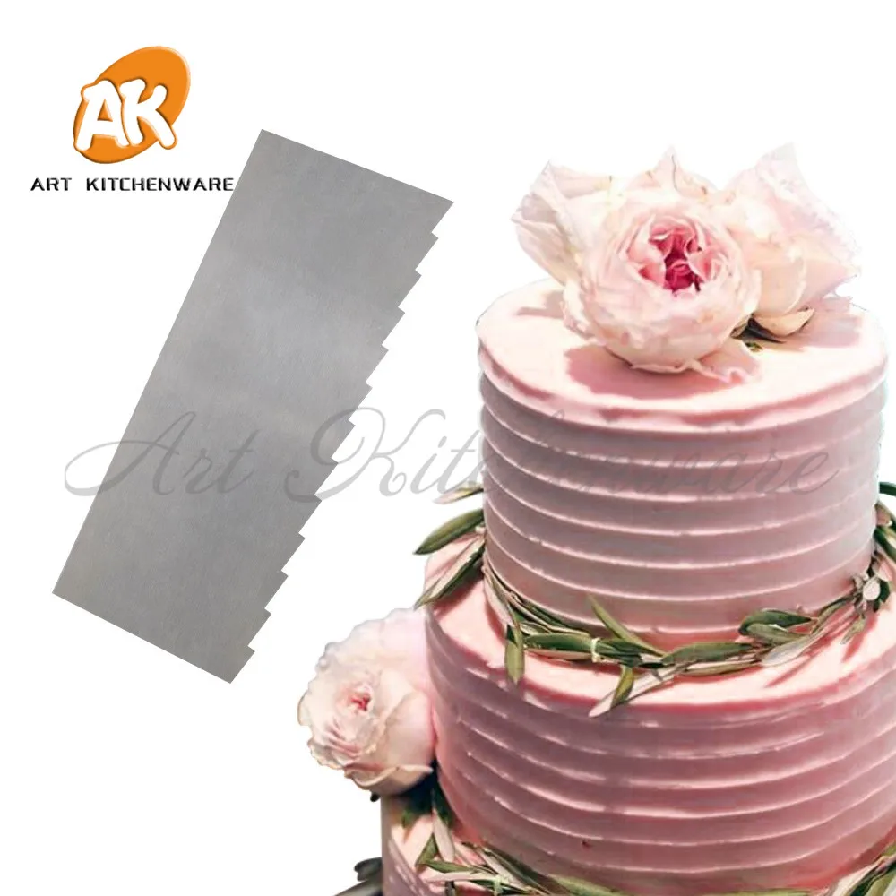 

Sawtooth Butter Cream Smoother Cake Decorations Fondant Smoother Cake Spatulas Baking Tools Kitchenware Stainless Scraper