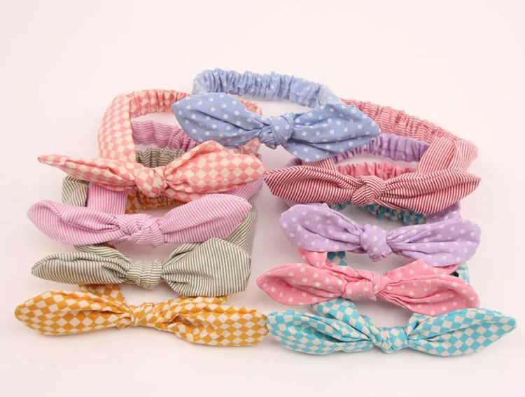 1 pc BabyGirl Headband Infant Toddler Soft Stretch Dot Rabbit Bow Turban Hairband Plaid Head Wrap Hair Accessories | Детская одежда и