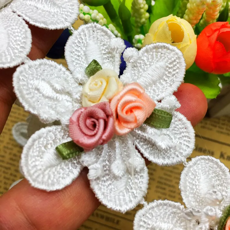 20x многоцветная Цветочная кружевная лента отделка ткань гипюр вышитая