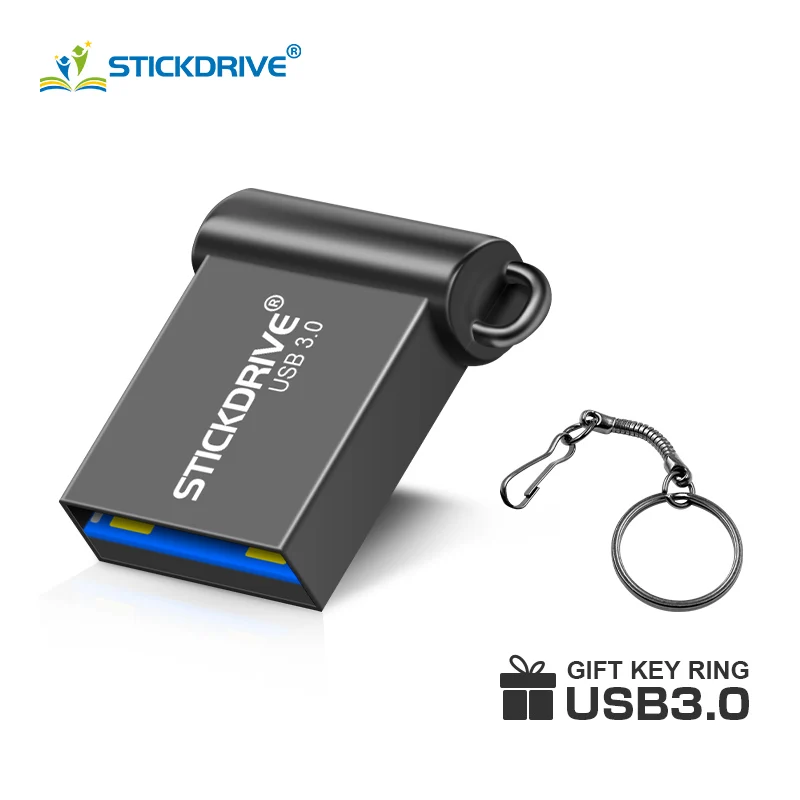 Модная новинка usb 3,0 флеш-накопитель карта памяти 128 Гб 64 ГБ флеш-накопитель 32 ГБ 16 ГБ usb флеш-накопитель металлическая флеш-карта usb с брелком - Цвет: Black-Mini