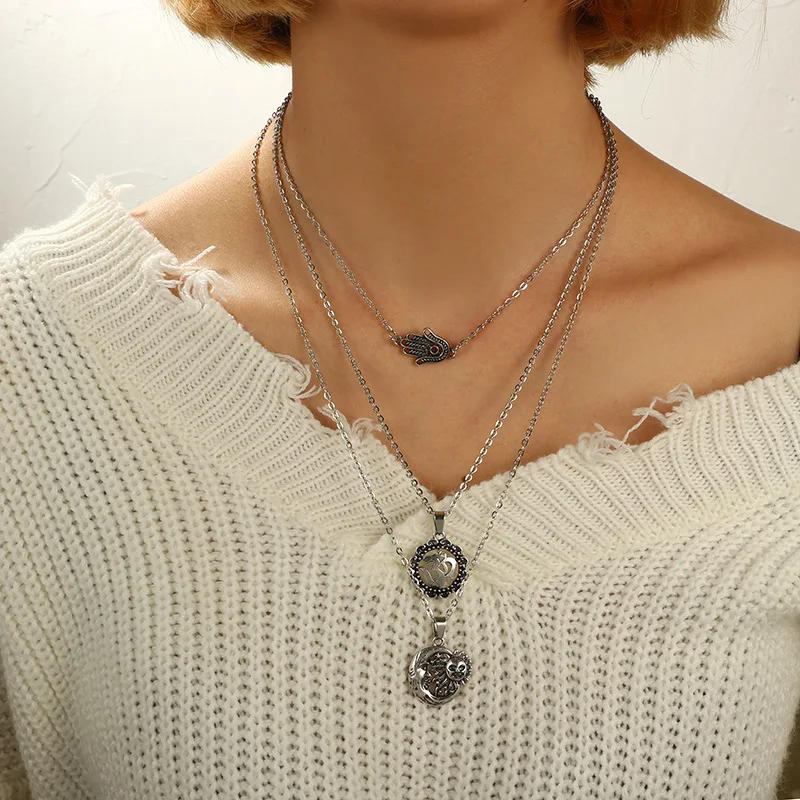 Женское винтажное ожерелье многослойное серебряного цвета в богемном стиле с
