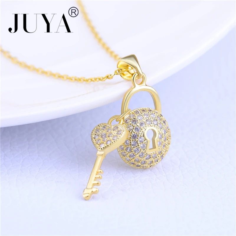 Collares mujer moda, Роскошные AAA циркониевые Стразы, подвеска с замком и ключом, ожерелье для женщин, ювелирное изделие, подарок, Золотое колье, ожерелье s