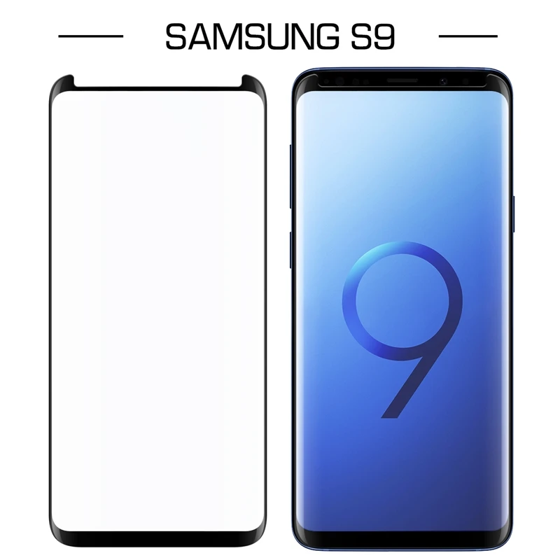Для samsung Galaxy S9 плюс Экран пленка на весь экран с защитным закаленным Стекло черный